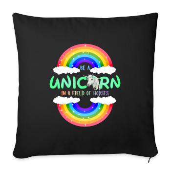 Be a rainbow unicorn | unicorn shirt - Sofa pillowcase 17,3'' x 17,3'' (45 x 45 cm) - black - Front