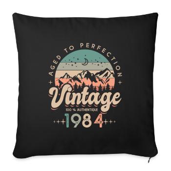 1984 Vintage anniversaire Né en 1984 - Housse de coussin décorative 45 x 45 cm - noir - Devant