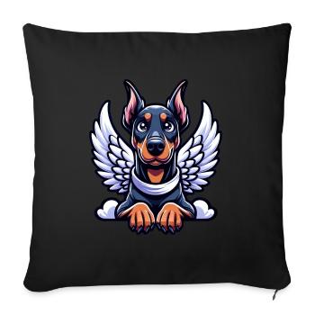 Doberman with Angel Wings - A Heavenly - Sofa pillowcase 17,3'' x 17,3'' (45 x 45 cm) - black - Front