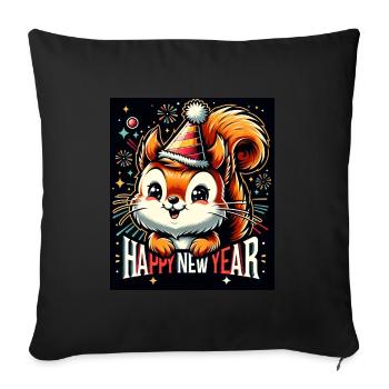 Nouvel An Réveillon du Nouvel An Écureuil Réveillon du Nouvel An - Housse de coussin décorative 45 x 45 cm - noir - Devant