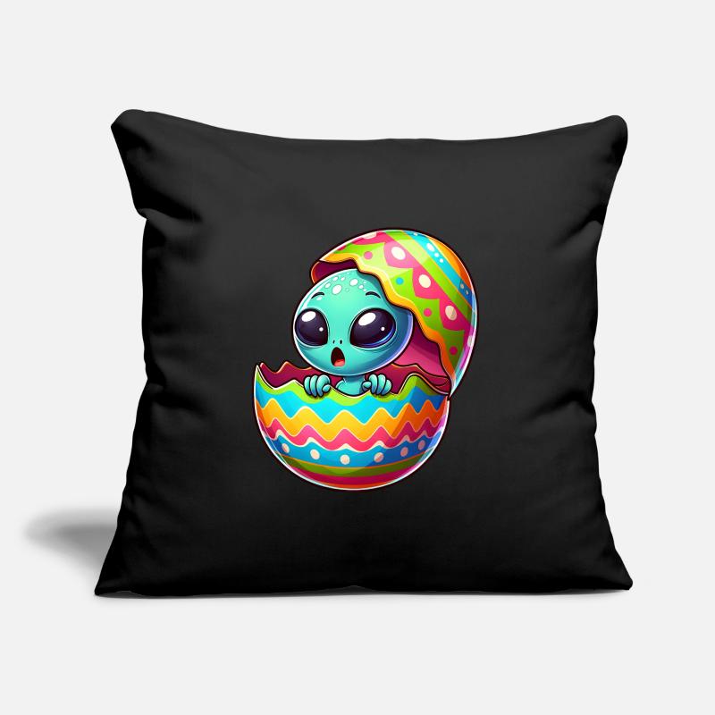 Conception colorée d’oeuf de Pâques extraterrestre éclosion Housse de coussin décorative 45 x 45 cm