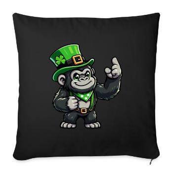 Gorille de bande dessinée de la Saint-Patrick - Housse de coussin décorative 45 x 45 cm - noir - Devant
