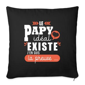Cadeau papy idéal fête papi T shirt papy cadeau - Housse de coussin décorative 45 x 45 cm - noir - Devant