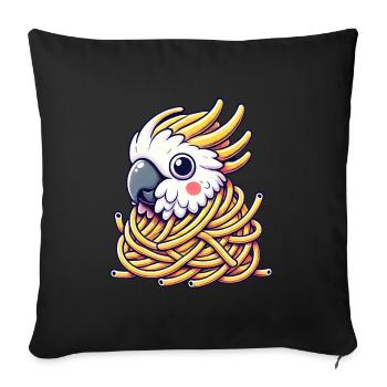 Süßer Vogel Kakadu Paradiesvogel Spaghetti Monster - Sofakissenbezug 45 x 45 cm - Schwarz - Vorne