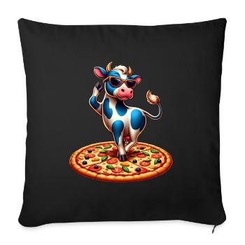 Vache dansante pizza pizza amateur de pizza drôle cool - Housse de coussin décorative 45 x 45 cm - noir - Devant