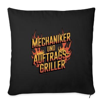 Mechaniker und Auftragsgriller BBQ Grill - Sofakissenbezug 45 x 45 cm - Schwarz - Vorne