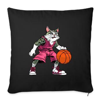 Chats Joueur de basket-ball / Chat de basket-ball - Housse de coussin décorative 45 x 45 cm - noir - Devant