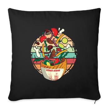 Cheerful hopping retro kebab - Sofa pillowcase 17,3'' x 17,3'' (45 x 45 cm) - black - Front