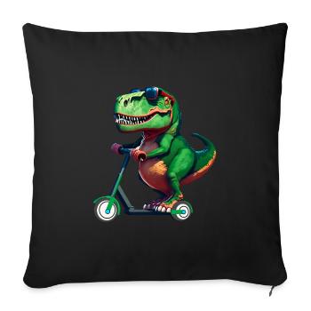 T-Rex Dinosaurier Dino Scooter E-Scooter Stunts - Sofakissenbezug 45 x 45 cm - Schwarz - Vorne