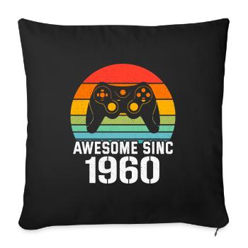1960's Birthday Gift For All Gamers 1960 - Sofa pillowcase 17,3'' x 17,3'' (45 x 45 cm) - black - Front