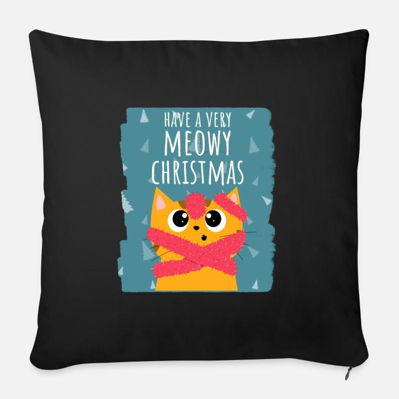 Meowy Christmas - Sofa pillowcase 17,3'' x 17,3'' (45 x 45 cm) - black