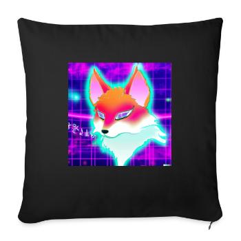 Kitsun Vaporwave Japanische Kami Vaporwave Kitsune - Sofakissenbezug 45 x 45 cm - Schwarz - Vorne