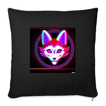 Kitsun Vaporwave Japanische Kami Vaporwave Kitsune - Sofakissenbezug 45 x 45 cm - Schwarz - Vorne