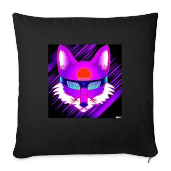 Kitsun Vaporwave Japanische Kami Vaporwave Kitsune - Sofakissenbezug 45 x 45 cm - Schwarz - Vorne