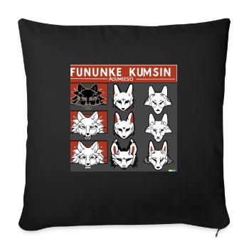 Kitsun Vaporwave Japanische Kami Vaporwave Kitsune - Sofakissenbezug 45 x 45 cm - Schwarz - Vorne