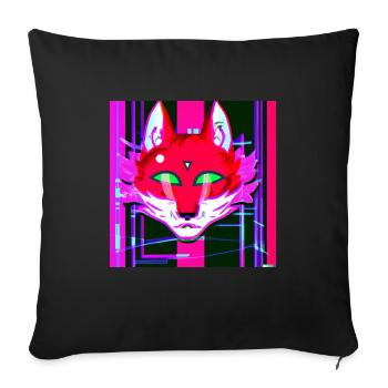 Kitsun Vaporwave Japanische Kami Vaporwave Kitsune - Sofakissenbezug 45 x 45 cm - Schwarz - Vorne