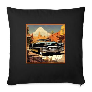 Road Trip,Car,America,Catoon Look - Sofakissenbezug 45 x 45 cm - Schwarz - Vorne