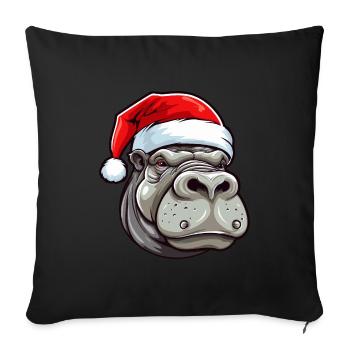 Hippopotamus Christmas Animal Head - Sofa pillowcase 17,3'' x 17,3'' (45 x 45 cm) - black - Front