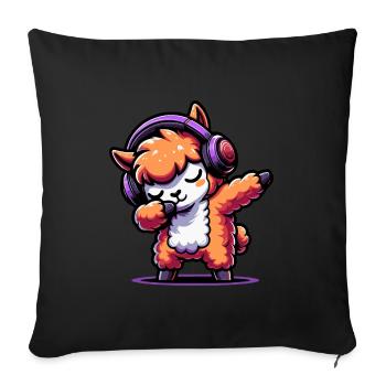 Dabbing Alpaka - Sofakissenbezug 45 x 45 cm - Schwarz - Vorne