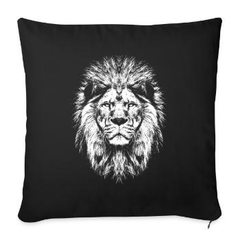 Tête de lion / Lion’s Head - Housse de coussin décorative 45 x 45 cm - noir - Devant