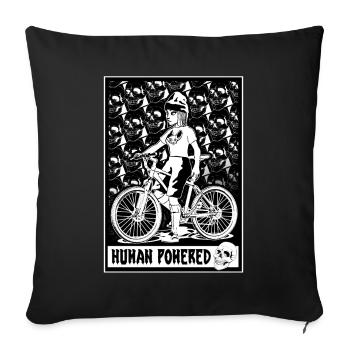 T-Shirt Pedal Power: Comic biker with skulls - Sofa pillowcase 17,3'' x 17,3'' (45 x 45 cm) - black - Front
