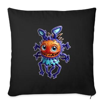 Mouche extraterrestre violette - Housse de coussin décorative 45 x 45 cm - noir - Devant