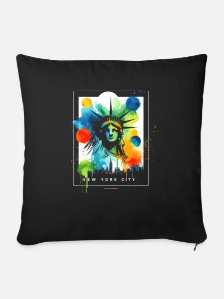 Pulsierende NYC Liberty - Sofakissenbezug 45 x 45 cm - Schwarz
