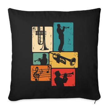 Trumpet Player Musician Trumpeter Orchestra - Sofa pillowcase 17,3'' x 17,3'' (45 x 45 cm) - black - Front