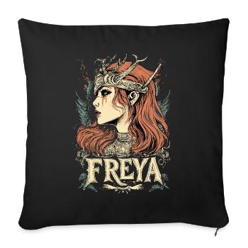 Freya Bouclier Jeune Fille Vikings Viking Odin Edda - Housse de coussin décorative 45 x 45 cm - noir - Devant