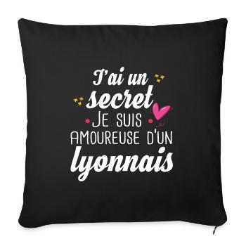 Lyonnais Lyon Femme Amoureuse Cadeau Amour Humour - Housse de coussin décorative 45 x 45 cm - noir - Devant