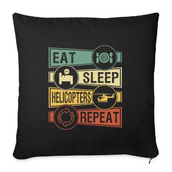 helicopter - Sofa pillowcase 17,3'' x 17,3'' (45 x 45 cm) - black - Front
