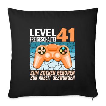 41. Geburtstag Gamer zur Arbeit gezwungen - Sofakissenbezug 45 x 45 cm - Schwarz - Vorne