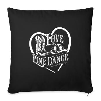 Love Line Dance ich liebe Line Dancing mit Herz - Sofakissenbezug 45 x 45 cm - Schwarz - Vorne