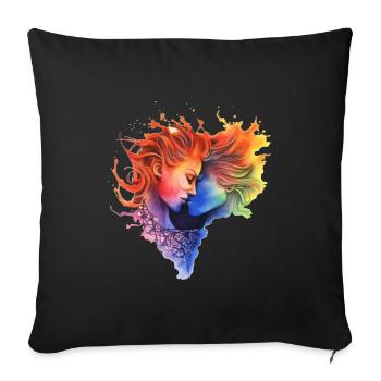 Pride Love Women Kiss - Sofa pillowcase 17,3'' x 17,3'' (45 x 45 cm) - black - Front
