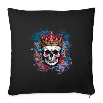 Skull with crown on colorful splashes of color - Sofa pillowcase 17,3'' x 17,3'' (45 x 45 cm) - black - Front