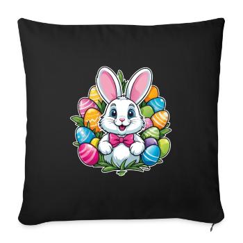 Funny little easter bunny with colorful eggs - Sofa pillowcase 17,3'' x 17,3'' (45 x 45 cm) - black - Front