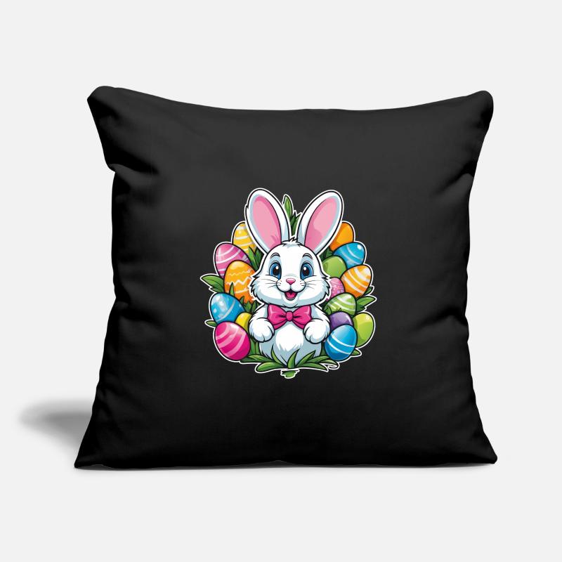 Funny little easter bunny with colorful eggs Sofa pillowcase 17,3'' x 17,3'' (45 x 45 cm)