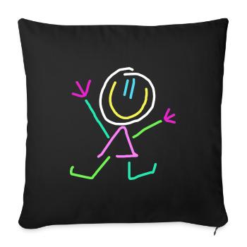 stick figure - Sofa pillowcase 17,3'' x 17,3'' (45 x 45 cm) - black - Front