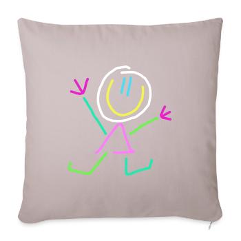 stick figure - Sofa pillowcase 17,3'' x 17,3'' (45 x 45 cm) - light taupe - Front