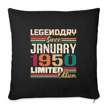 Cadeau d’anniversaire né en janvier 1950 - 1950 - Housse de coussin décorative 45 x 45 cm - noir - Devant