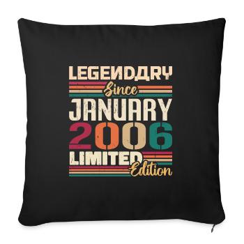 Birthday Gift Born in January 2006 - 2006 - Sofa pillowcase 17,3'' x 17,3'' (45 x 45 cm) - black - Front