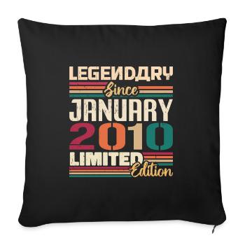 Cadeau d’anniversaire né en janvier 2010 - 2010 - Housse de coussin décorative 45 x 45 cm - noir - Devant