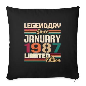 Geburtstagsgeschenk Geboren Im Januar 1987 - 1987 - Sofakissenbezug 45 x 45 cm - Schwarz - Vorne