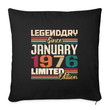 Cadeau d’anniversaire Né en Janvier 1976 - 1976 - Housse de coussin décorative 45 x 45 cm - noir - Devant