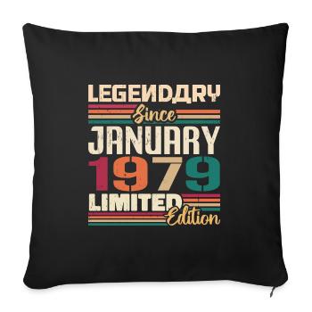 Cadeau d’anniversaire Né en janvier 1979 - 1979 - Housse de coussin décorative 45 x 45 cm - noir - Devant