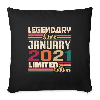 Birthday Gift Born In January 2021 - 2021 - Sofa pillowcase 17,3'' x 17,3'' (45 x 45 cm) - black - Front