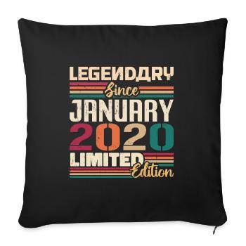 Cadeau d’anniversaire né en janvier 2020 - 2020 - Housse de coussin décorative 45 x 45 cm - noir - Devant
