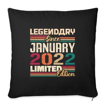 Birthday Gift Born In January 2022 - 2022 - Sofa pillowcase 17,3'' x 17,3'' (45 x 45 cm) - black - Front