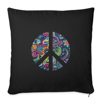 Retro Design Peace Sign Peace Sign - Sofa pillowcase 17,3'' x 17,3'' (45 x 45 cm) - black - Front