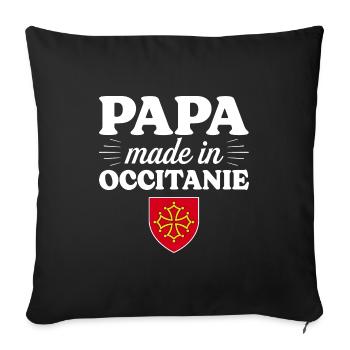 Papa Made In Occitanie - Homme Papa Occitan - Housse de coussin décorative 45 x 45 cm - noir - Devant